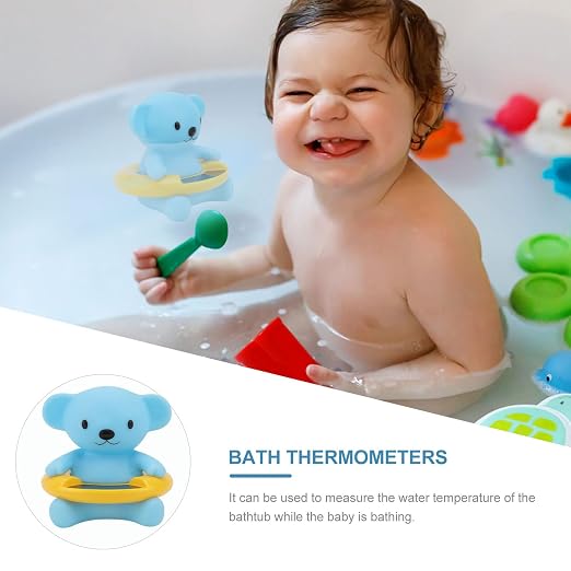 Bath Thermometer Cute Bear Shape Water Temperature Monitor for Safety in Bathtub, Sky-Blue Bathing Accessory for Newborns