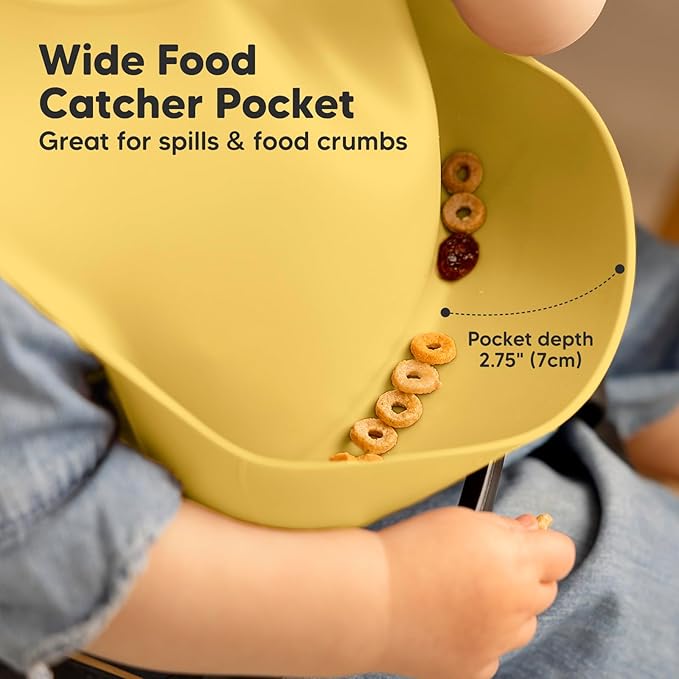 KeaBabies 2-Pack Silicone Bibs for Babies, Toddlers Girl, Boy ??Sturdy Food-Grade Baby Bibs for Eating, Large Food Catcher, Clean & Put On Easily, Waterproof Toddler Feeding Essentials (Valiant)