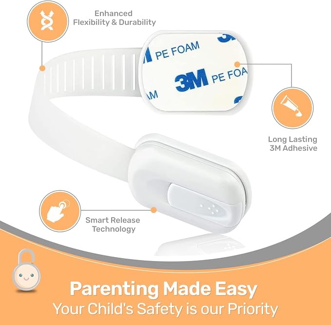 BABY PROOF ME 6 Safety Strap Locks Bundle with 12 Magnetic Cabinet Locks and 12 Corner Protectors