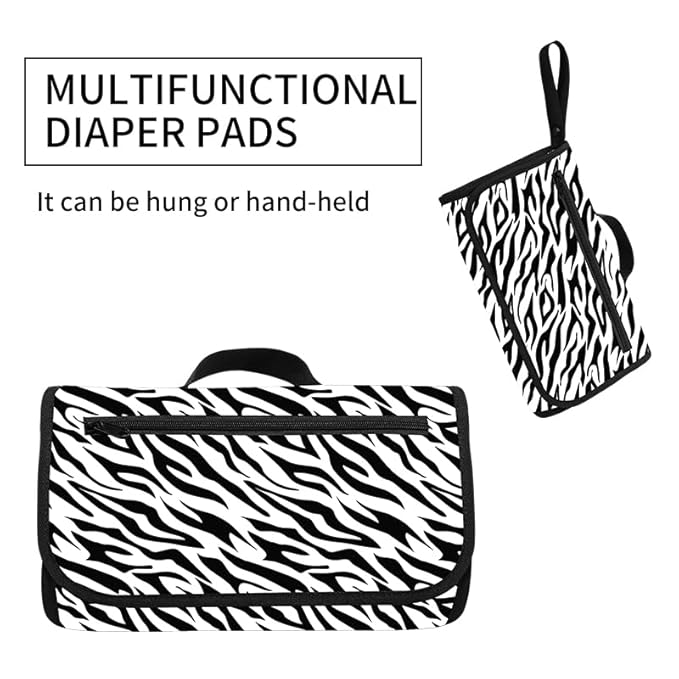 Love By Emi Portable Diaper Changing Pad, A Waterproof Travel Station and Foldable Clutch with Storage Pockets, an On-The-Go Baby Essential for Newborns and Toddlers with Cute Animals Pattern (White)