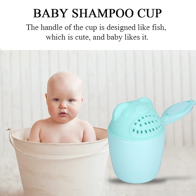 Baby Hair Washing Cup, Cartoon Bear Shower Rinse Cup for Kids ¨C Detachable Hair Washing Scoop (Green)
