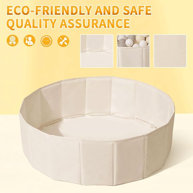 Ball Pit for Toddlers Babies Dogs Cats Iinfant Children, Foldable Ball Pits Play Tent, Crawl Playpen Ball Pool with Storage Bag, Surprise for Boys Girls Festival (Balls Not Included), Beige