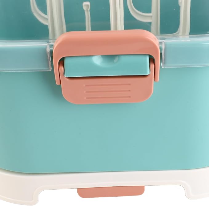 Ejoyous Baby Bottle Drying Rack Organizer, Nursing Bottle Storage Box, Compact Household Dust Proof Draining Thickened Plastic Bottle Holder Box for Home Travel (Green)