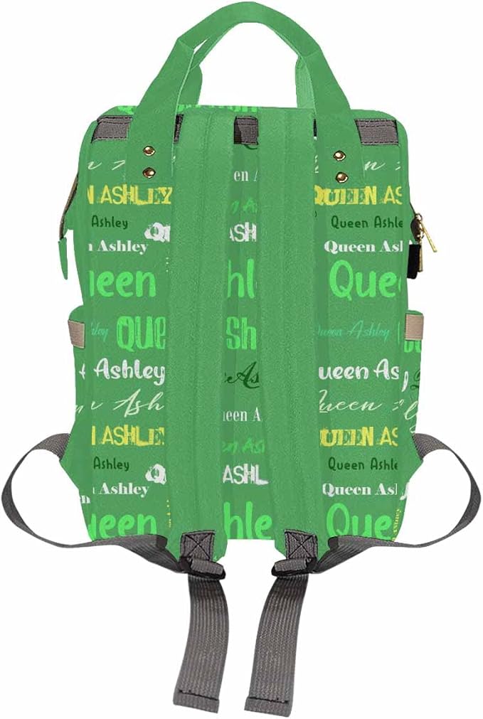 Artsadd Custom Name Diaper Bag for Mom, Personalized Light Green Signature Backpack with Stroller Straps Large Travel Shoulder Bag Capacity Nappy Bag for Baby Shower Gifts