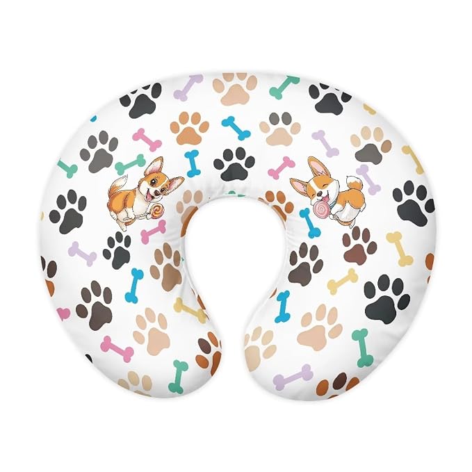 Dog Paws Baby Nursing Pillow Cover with Hidden Zipper Skin-Friendly Cozy Nursing Pillow Replacement Case for Breastfeeding Pillows