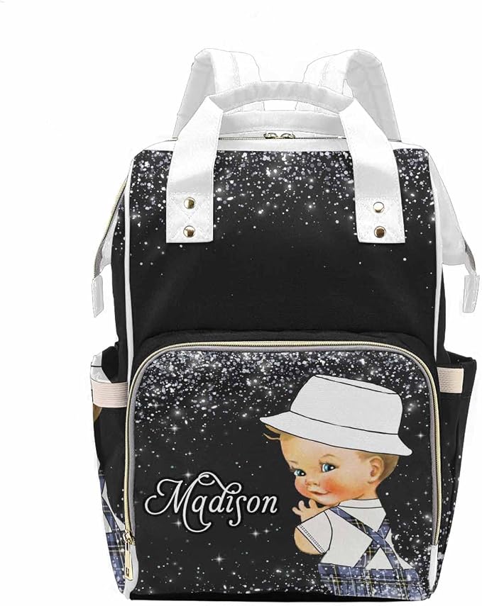 M YESCUSTOM Personalized Large Diaper Bag with Name Customized Mommy Backpack Custom Tote Bag Travel DayPack for Nappy Mommy Baby