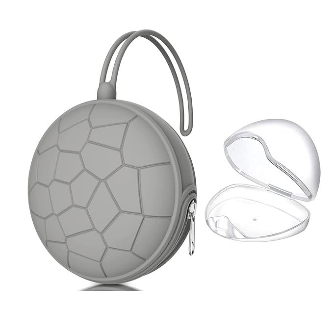 Smlpuame Pacifier Holder Case,BPA Free Portable Pacifier Storage Container,Silicone Baby Pacifier Cover Pouch for Diaper Bag Stroller,Travel Outdoor Activities,Easy to Clean(Grey)
