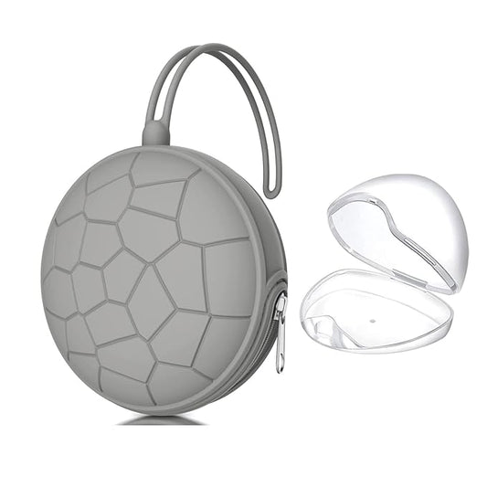Smlpuame Pacifier Holder Case,BPA Free Portable Pacifier Storage Container,Silicone Baby Pacifier Cover Pouch for Diaper Bag Stroller,Travel Outdoor Activities,Easy to Clean(Grey)
