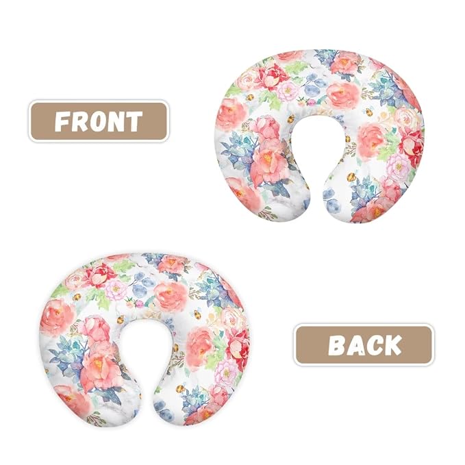 Pink Rose Nursing Pillow Cover, Removable Nursing Covers for Breastfeeding Pillows Ultra Soft Comfortable Slipcover for Baby Boy and Girls
