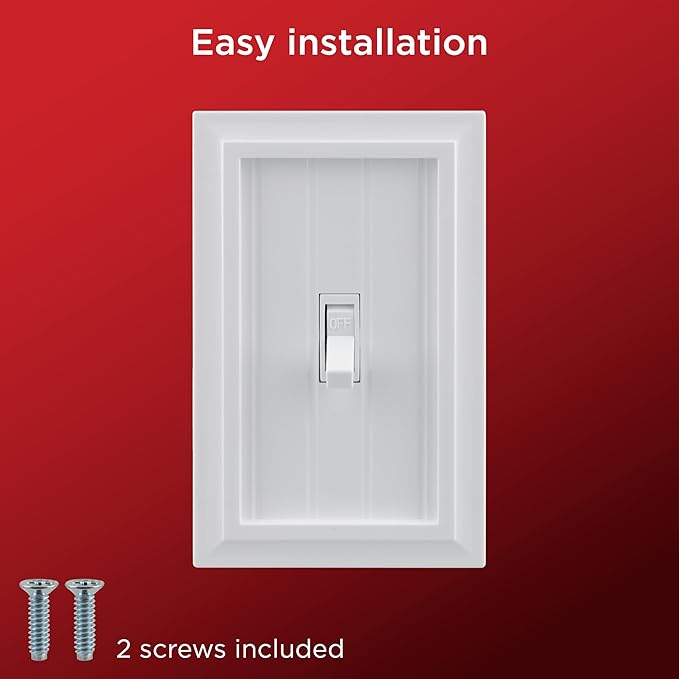 UltraPro Screwless Toggle Switch Wallplate, 1-Gang ??Modern Snap-On Cover, Child-Safe, Durable Polycarbonate, Easy DIY Installation, White Coastal, 85751