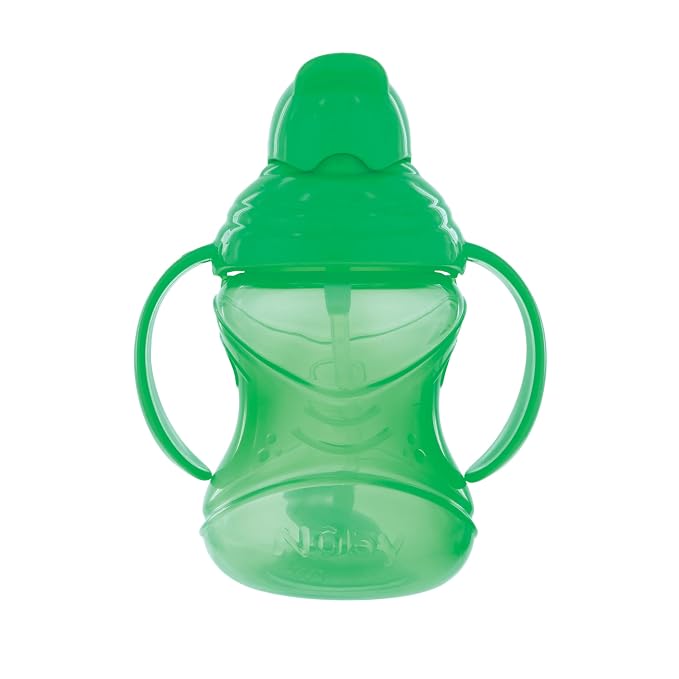 Nuby No-Spill Flip N' Sip Clik-It Cup with 360 Straw, 8 Ounce, Colors May Vary, Multicolor