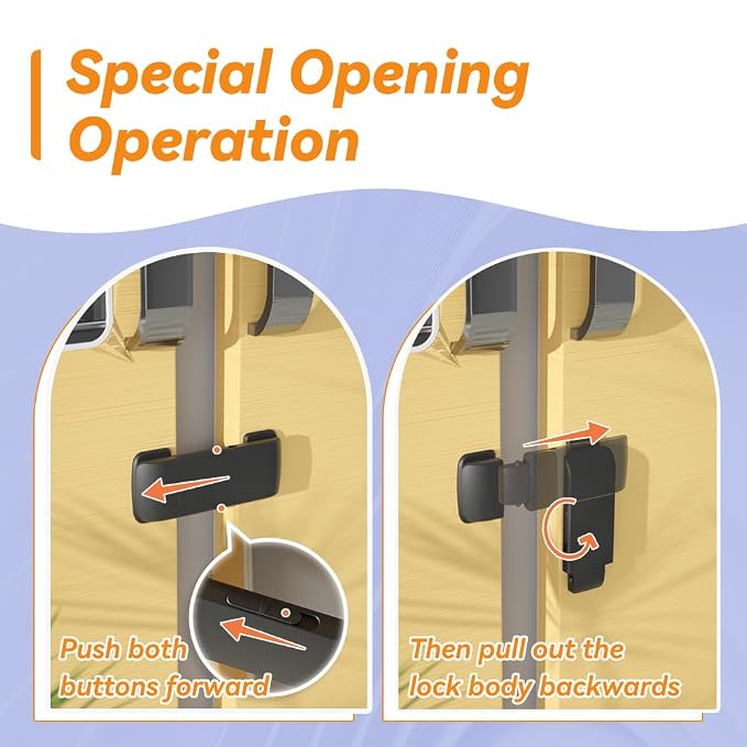 SAFELON 2 Pcs Baby Safety French Fridge Door Lock, Childproof Double Door Refrigerator Lock, Cabinet Cupboard Lock for Toddlers & Babies, Easy to Install (Black)