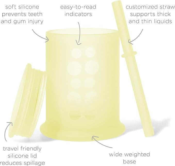 Olababy Silicone Training Cup with Straw Lid Bundle 5oz Lemon + 9oz Lilac