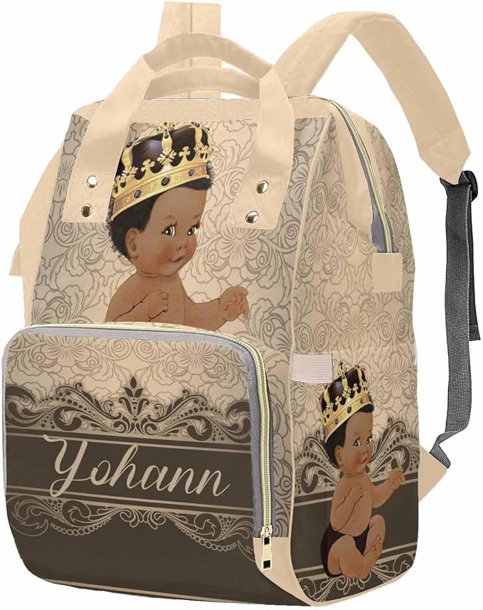 M YESCUSTOM Custom Diaper Bag Backpack with Name, Baby Bags Travel Diaper Backpack for Dad Mom, Insulated Pockets Portable Nappy Bags Brown Nursery Bag for Mom Gift
