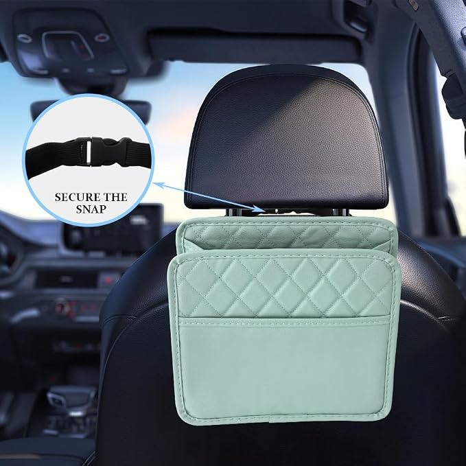 Car Seat Back Organizer, Car Organizers and Storage, PU Leather Vehicle Backseat Hanging Pocket, Automotive Accessories Multi-Pocket Storage Box Organizer Fit for Most Cars (Green, Style 1)