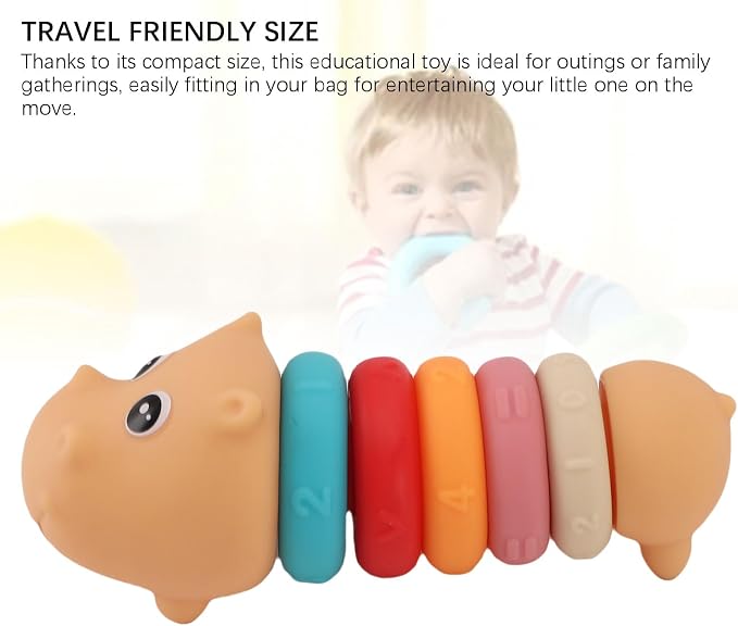 Baby Stacking Rings Soft Plastic Toy Hippo Shape Educational Game for Toddlers Blue