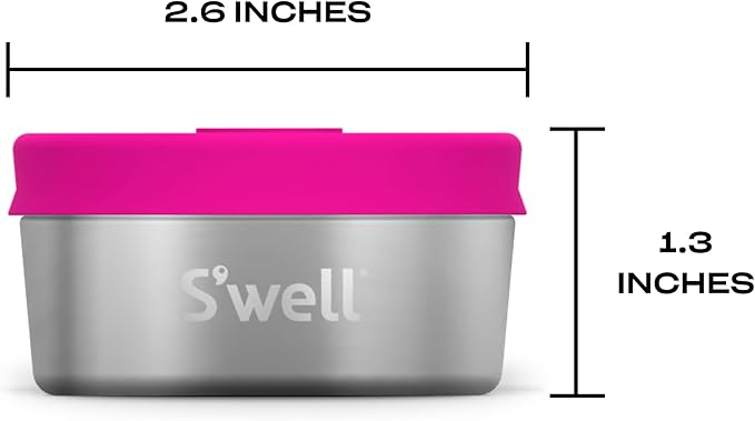 S'well Stainless Steel Condiment Container Set of Two, 2oz, Dragonfruit/Kiwi, Single Walled Durable Construction, Leakproof Silicone Lids, Dishwasher Safe