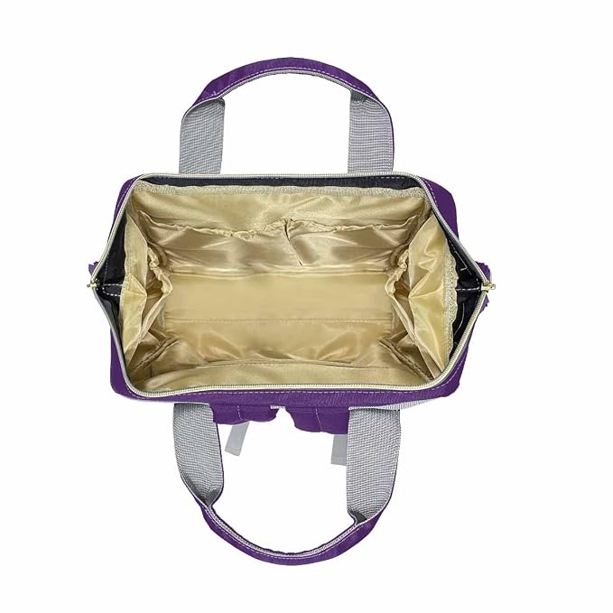 InterestPrint Personalized Name Diaper Bag - Customized Funny White Font Purple Nursing Backpack With Name - Laptop Daypack Travel Bag for Mom Mother Men