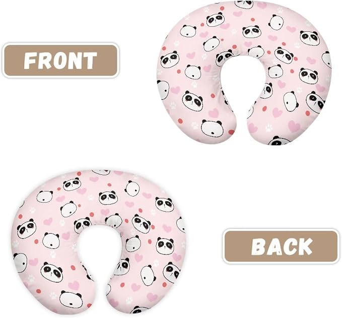 Panda 2 Nursing Pillow Cover Breast Feeding Pillow Covers 1 Pack for Breastfeeding Pillow Soft Fabric Fits Snug On Infant Feeding Cushion Cover Pillow Not Included
