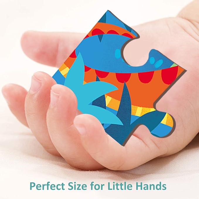 Wooden Puzzles for Kids Ages 3-5, 4 Packs 24 Piece Jigsaw Puzzles for 3 Year Old Boys Girls, Farm Urban Dinosaur Forest Animals Preschool Educational Brain Teaser Boards Toys