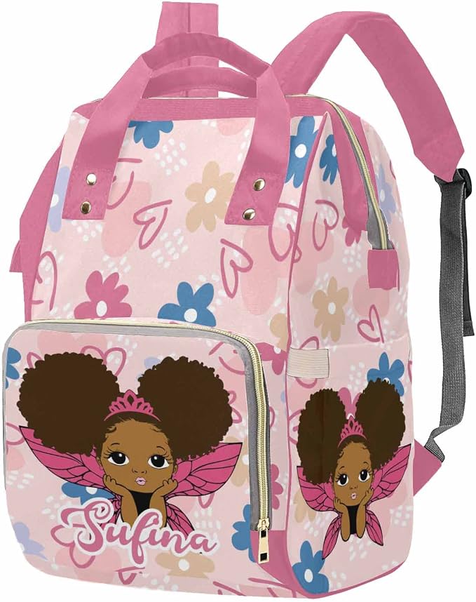 M YESCUSTOM Large Capacity Custom Multi-Function Mommy Bag Custom Flower & Love Heart Diaper Bag Unisex Travel for Mom Dad