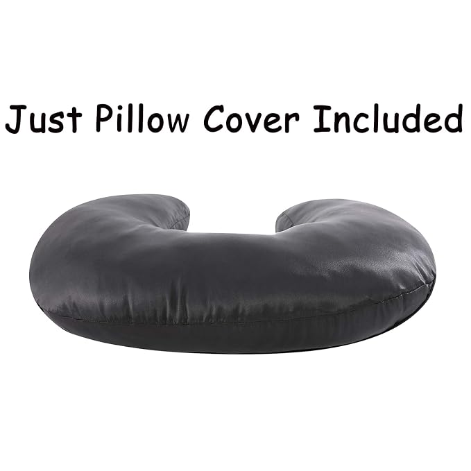 Pro Goleem Satin Nursing Pillow Cover Silk Feeling Soft Feeding Pillow Slipcover for Breastfeeding Moms Fits Standard Infant Nursing Pillow or Positioner Black