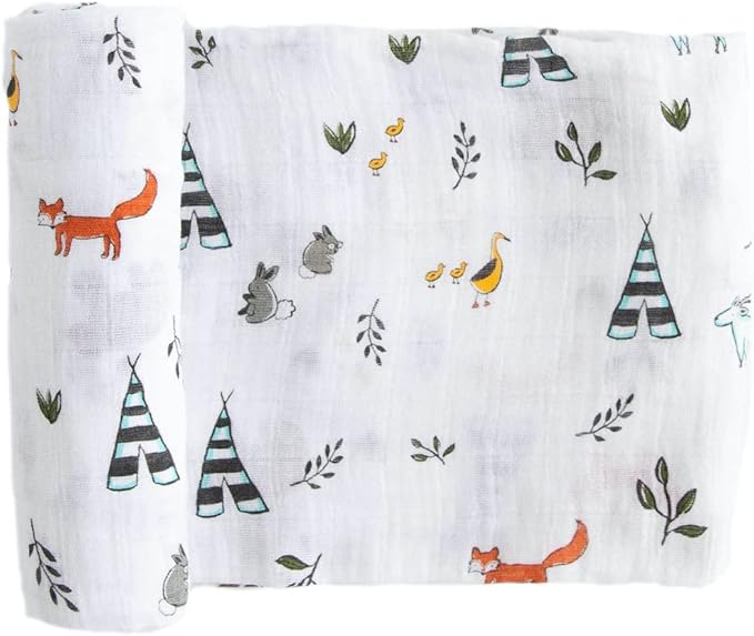 Little Unicorn Premium Cotton Swaddle Baby Blanket | Breathable Fabric | for swaddling, Play, Nursing & More (Forest Friends)