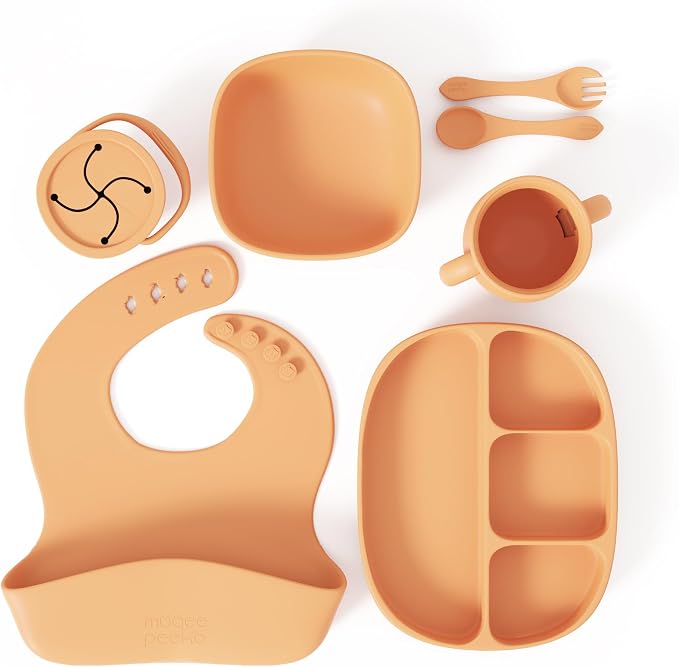 Baby Feeding Set in Apricot Color Complete BLW Supply Essentials (7 Piece Set)