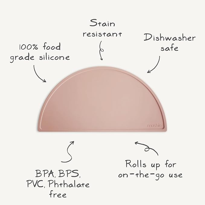 mushie Silicone Placemat for Kids | BPA-Free Non-Slip Design (Pretzel)