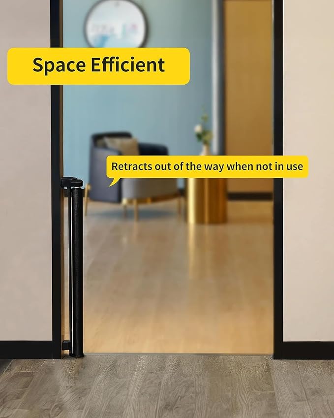 Retractable Baby Gate,Mesh Baby Gate or Mesh Dog Gate,33" Tall,Extends up to 71" Wide,Child Safety Gate for Doorways,Stairs,Hallways,Indoor/Outdoor（Black,33"x71"）