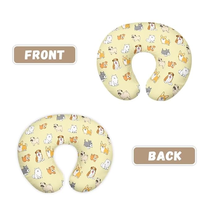 Stretchy Quick-Dry Nursing Support Pillow Slipcovers for Breastfeeding Moms Soft Snug Safe 2 Pack Pillowcase for Neutral Baby Cute Dogs