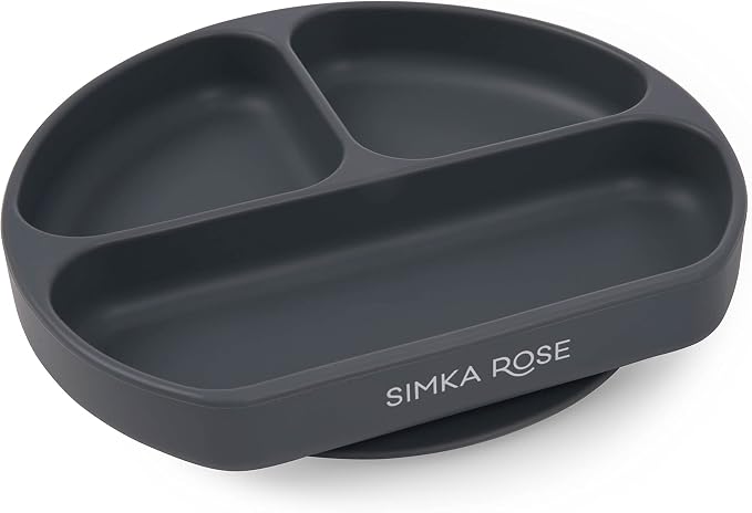 Simka Rose Baby Suction Plates for Baby & Toddler Plates Silicone Plate Baby Baby Dishes- BPA Free Silicone Divided Design Microwave & Dishwasher Safe - Baby Led Weaning Supplies Utensils (Pack of 1)
