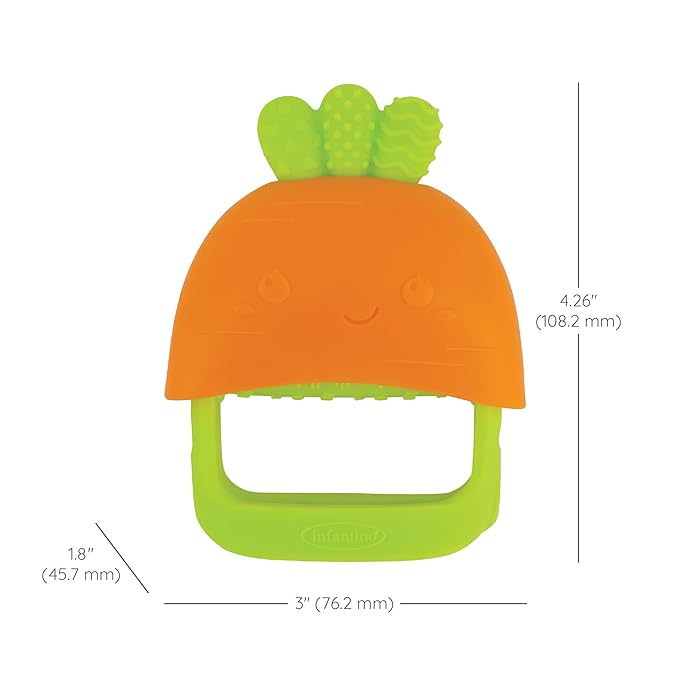 Infantino Handy Dandy Teething Mitt ??Soft Silicone Teether for Babies, Develops Grasping Skills, Easy to Clean, Orange Carrot