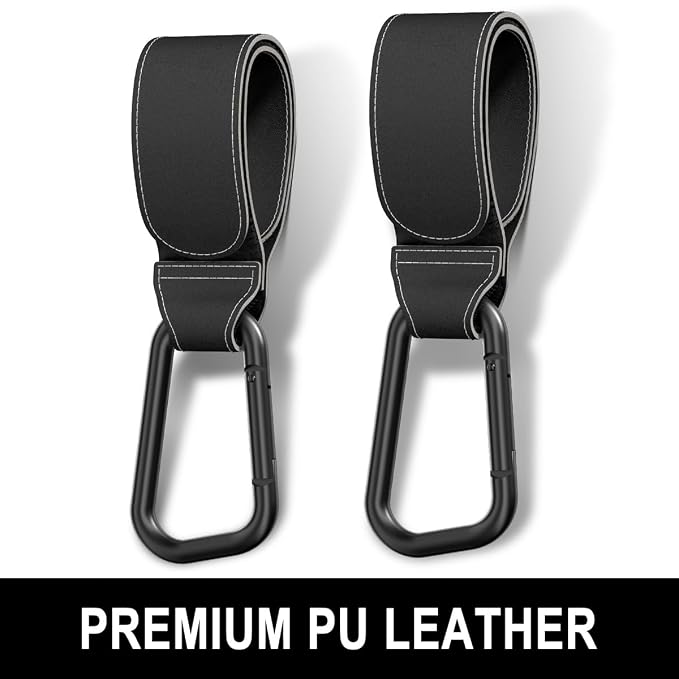 Baby Stroller Hooks for Hanging Bags, Universal Stroller Clips Accessories, Mommy Hook for Diaper Bag, Shopping Cart, Purse, Backpack - 2 Pack, Black
