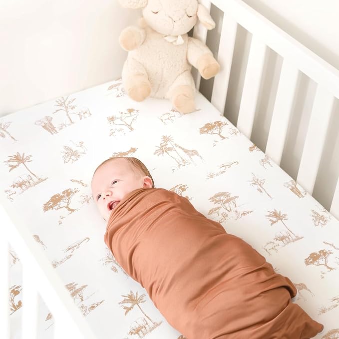 GRSSDER Baby Blankets Super Soft Stretchy Jersey Knit Swaddle Blanket for Baby Girls, Stylish Double Layer Receiving Blankets 34 x 44 Extra Large for Swaddling, Elk Animals