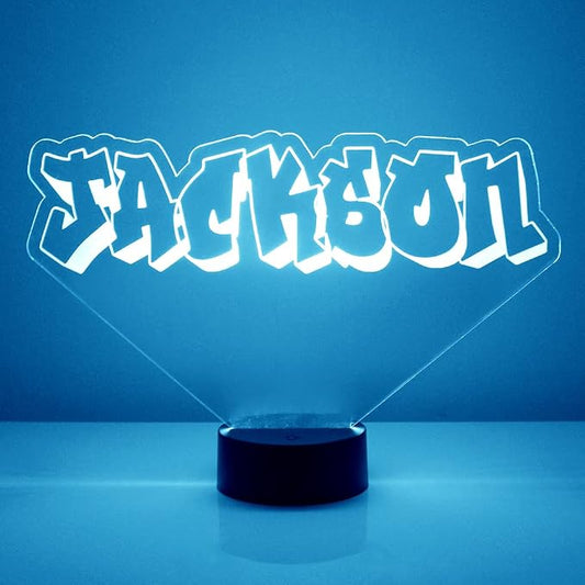 Custom Name LED Sign Night Light Lamp with Remote - Personalized Name or Image Display, Clear Acrylic Light Up Home Decor, 16 Colors & 4 Modes - Made in The USA (Style 33)