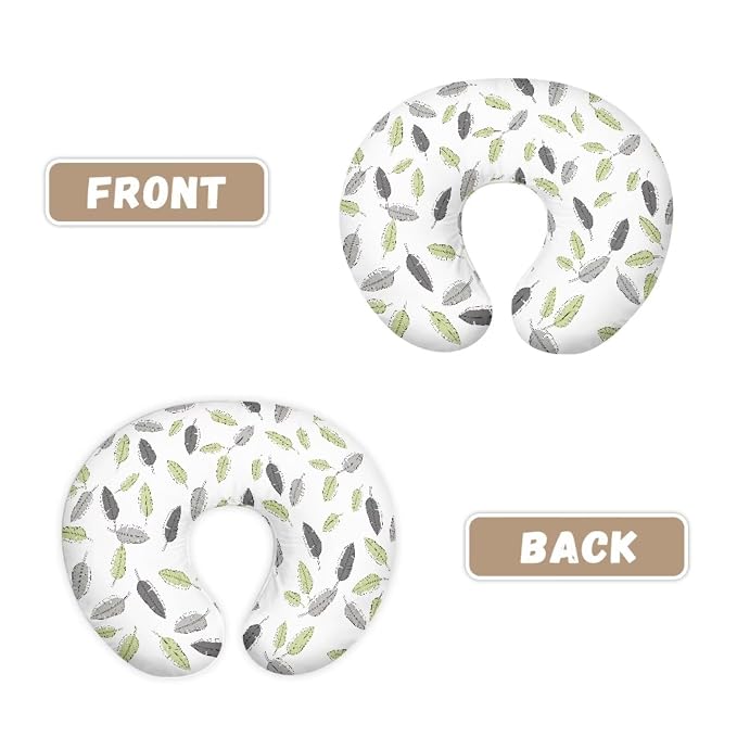Nursing Pillow Cover Slipcover Watercolor Feathers Print Nursery Bottle Pillowcase Breastfeeding Pillow Cover C Shaped Pregnancy Newborn Infant Feeding Cushion Cover