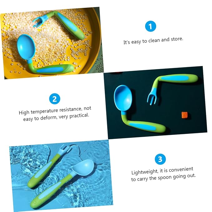 1Set Bendable Fork Spoon for Feeding Tableware and Easy to Clean for Food