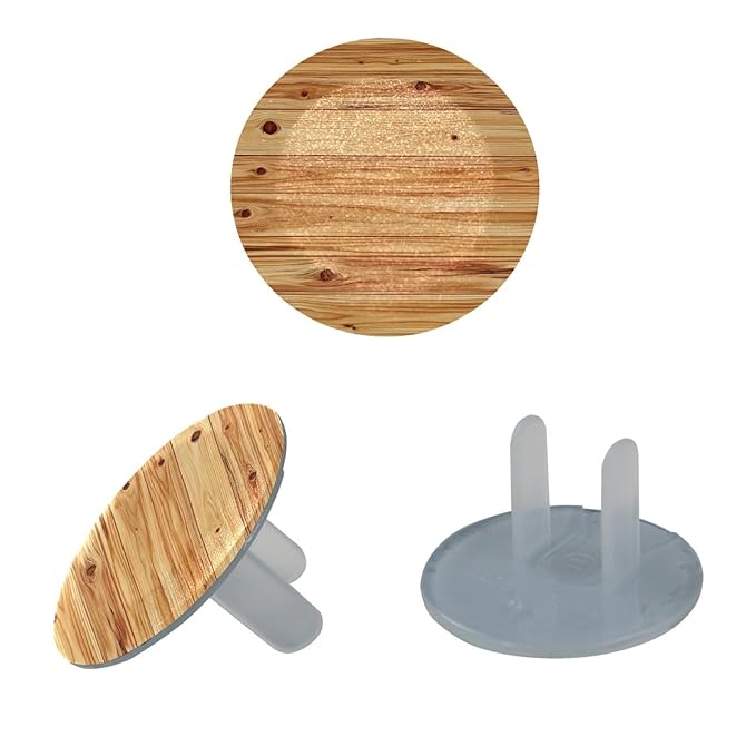 Baby Safety Outlet Plug Electrical Socket Covers, Pine Flooring Boards Texture (3)