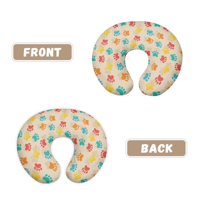 Multicolored Dog Paw Breastfeeding Pillow Slipcover for Baby Ultra Soft Comfortable Newborn Nursing Pillow Case Stretchy Replaceable Pillow Cover Slipcover