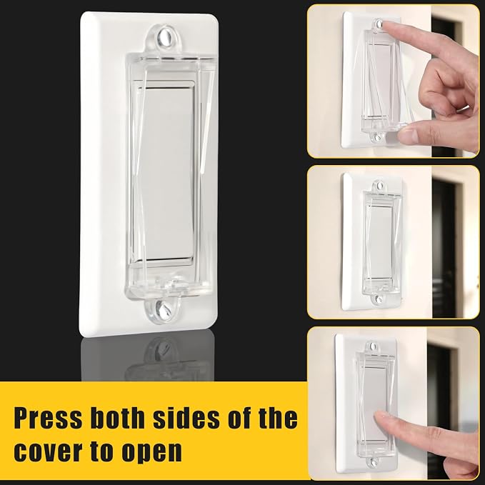 2 Light Switch Guard Cover, Baby Proof Wall Switch Cover Guard for Rocker Light Switch Protects Your Lights or Circuits from Being Accidentally Turned On or Off (Clear)