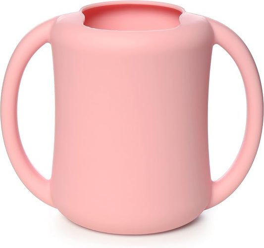 PrimaStella Silicone Baby & Toddler Training Cup with Handles (Soft Pink)