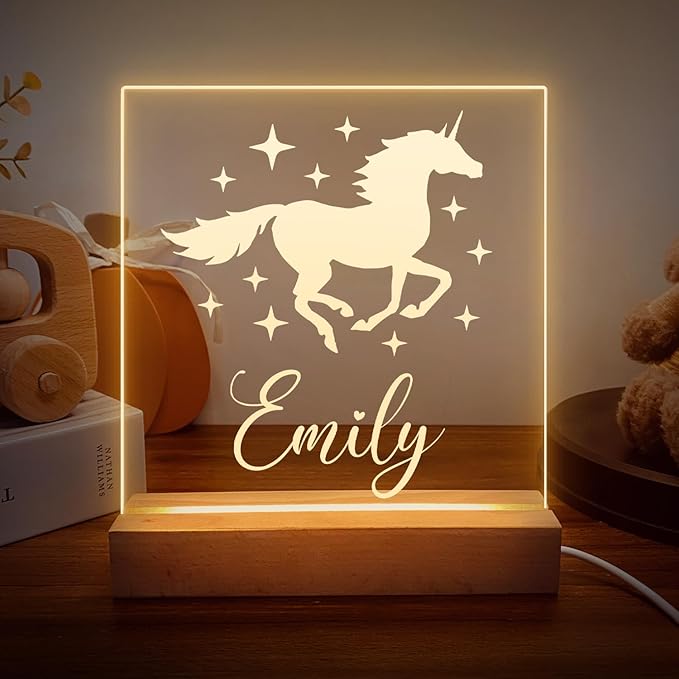 Personalized Night Light for Baby Kids, Custom Name Unicorn Led Lamp for Girls Boys, Customized Name Night Lights Gift for Children Nursery
