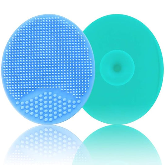 Baby Bath Brush, Baby Cradle Cap Brush, Silicone Massage Brush, Silicone Scrubbers Exfoliator Brush, Baby Skin Scrubbers for Dry Skin and Cradle Cap (Large-Blue & Green)