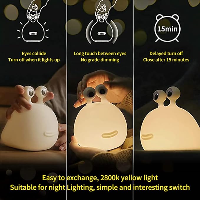Slug Night Light,Silicone lamp for Kids,USB Rechargeable Cute Animal Lamps Timer Setting Safe Bedside Lamp Portable LED Lamps for Breastfeeding Dorm Room Decor for Christmas Gift