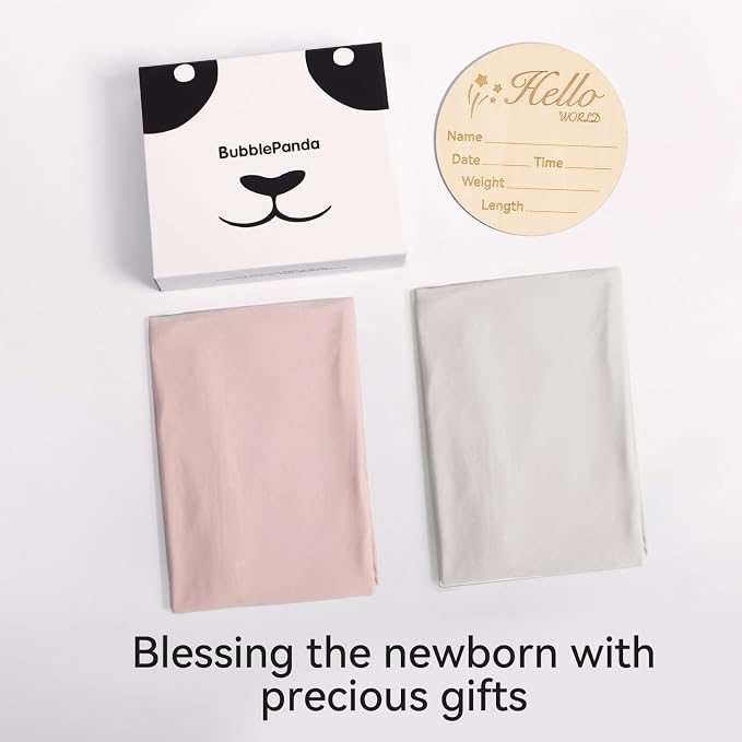 BubblePanda Rayon Made from Bamboo Baby Swaddle Blanket,2 Pack Soft & Breathable Receiving Blankets for Infant Newborn, Swaddle Wrap for Babies Girl and Boy, 47 x 47 Inch, (Blush & Oat)
