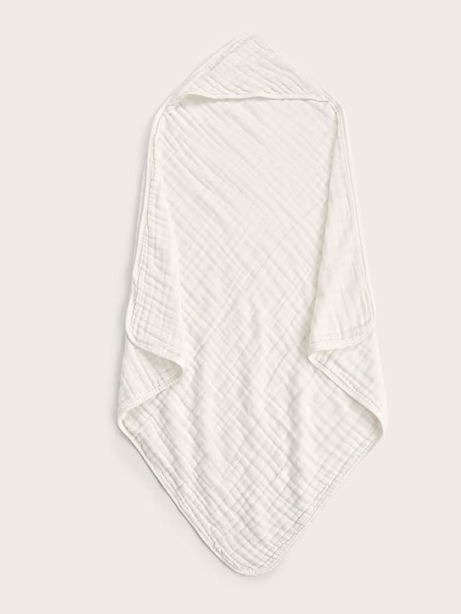 Muslin Hooded Baby Towels 4Pack - 32x32 Inches, Premium 6-Layer 100% Cotton Extra Soft Absorbent Bath Towels for Infant, Newborn Gift Set (4 Pure Colors)