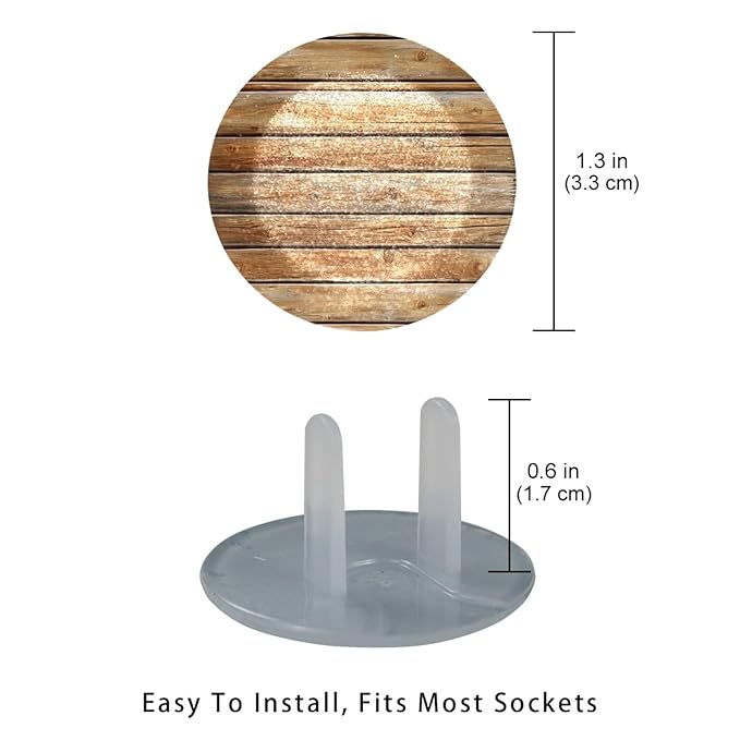 Brown Wooden (1) Outlet Covers Baby Proofing Safe & Secure Electric Plug Protectors | Socket Covers for Home & Office