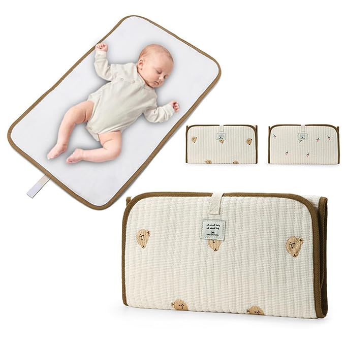 Portable Baby Changing Pad Foldable & Water Proofing Mat Built-in Mesh Pocket for Newborns and Parents During Travel