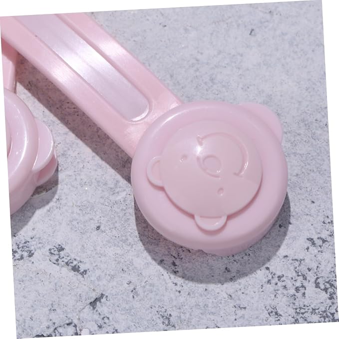 2pcs Bear Shaped Baby Cabinet Safety Latches Easy to Open Child Safety Locks for Cabinets Pink Abs Material Baby Proof Locks